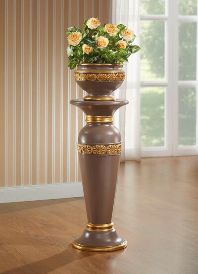 S&auml;ule mit &Uuml;bertopf aus italienischer Keramik 