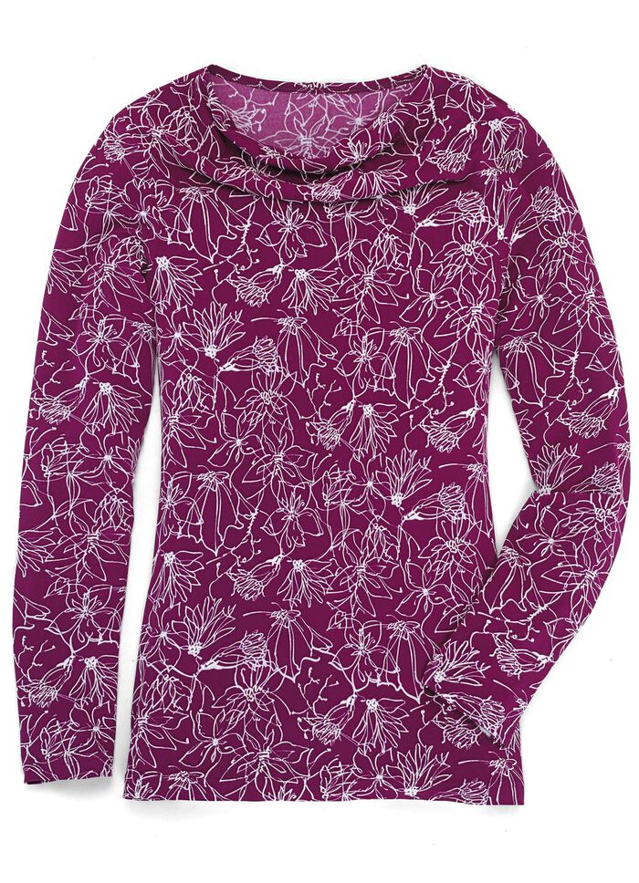 Shirt mit Wasserfall-Ausschnitt in 2 Farben BORDEAUX-WEISS