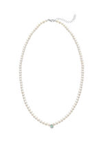 Halskette mit Süsswasser-Zuchtperlen, echt Smaragd und Brillanten 