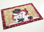 Fussmatte mit Schneemann-Motiv ROT-BEIGE