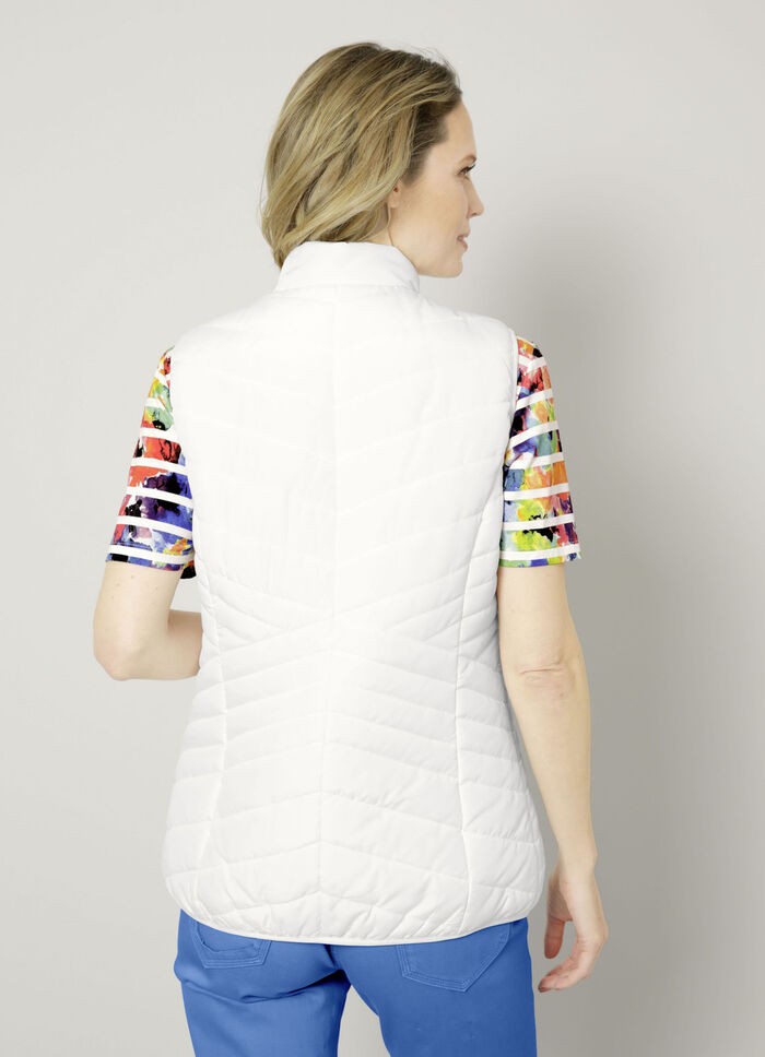 Steppweste mit Kontrastpaspelierung WEISS