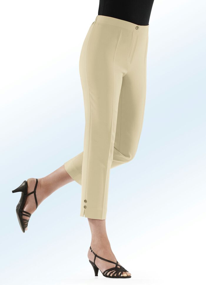 Hose mit aparten Zierknöpfen am Saumabschluss BEIGE