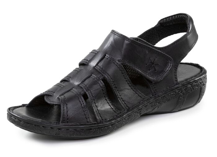 ELENA EDEN Sandale aus Nappaleder mit dezenter Knitter-Struktur SCHWARZ