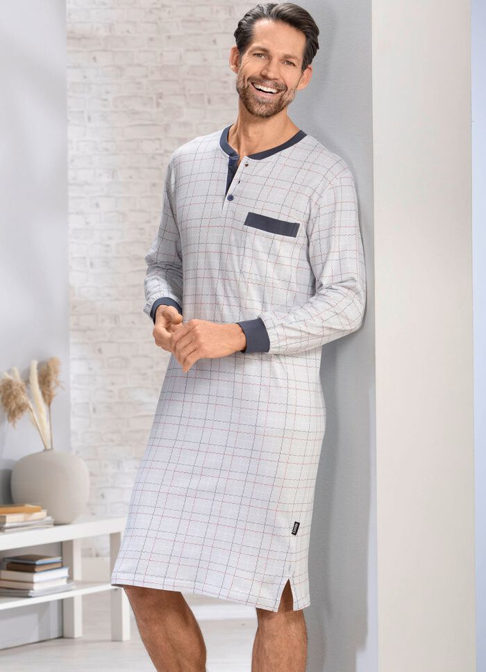 Nachthemd mit Knopfleiste und B&uuml;ndchen 