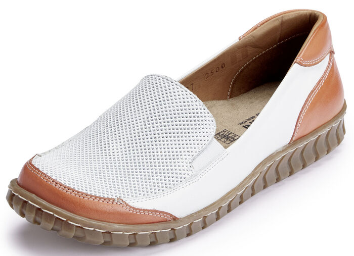 Gemini Slipper mit seitlich eingesetzten Gummizügen WEISS-ORANGE