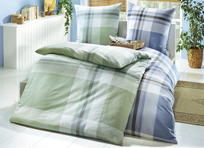 «biberna» Bettwäsche-Garnitur aus wärmendem Biber BLAU