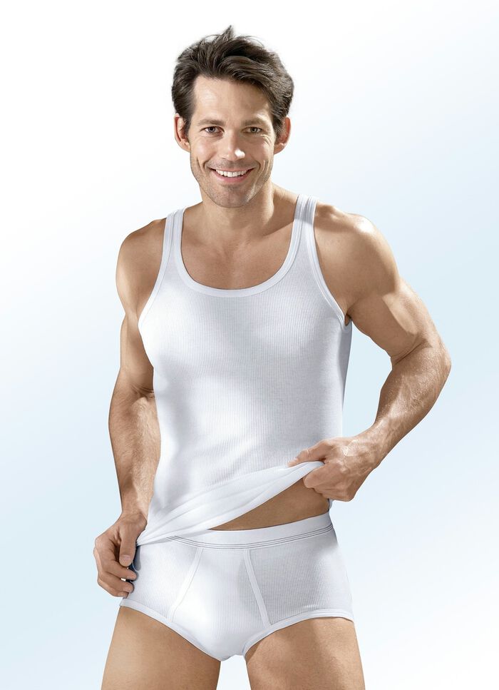 Hermko F&uuml;nferpack Slips aus Doppelripp mit Eingriff, wei&szlig; 