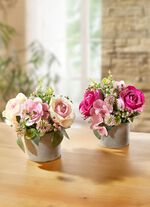 2er-Set Gestecke mit Rosen und Hortensien 