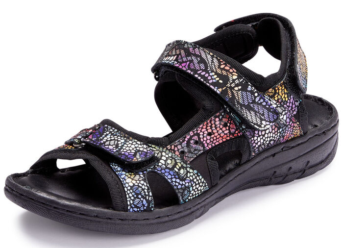 Gemini Trekking-Sandale mit bunter Floral-Prägung SCHWARZ