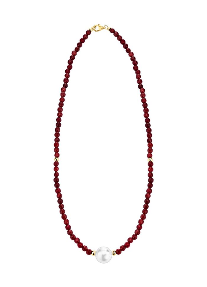 Halskette mit Perlenschimmer und Edelsteinglanz 