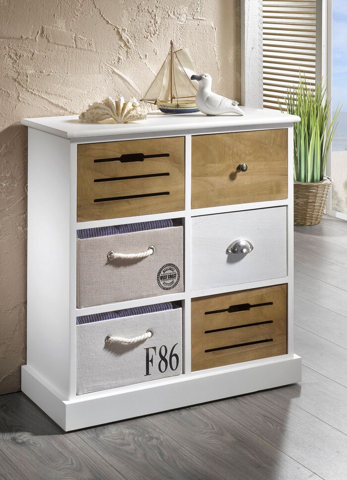 Handgefertigte Kommode WEISS-BRAUN