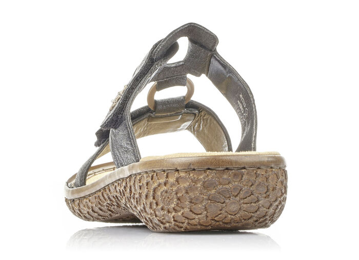 Rieker, modische Damen-Pantoletten, Weite H, mit Klettverschluss SCHWARZ