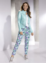 Hose in Knöchellänge mit farbbrillantem Druck GRÜN-BLEU-BEIGE