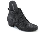 Waldl&auml;ufer Schn&uuml;r-Stiefelette mit floraler Pr&auml;gung SCHWARZ