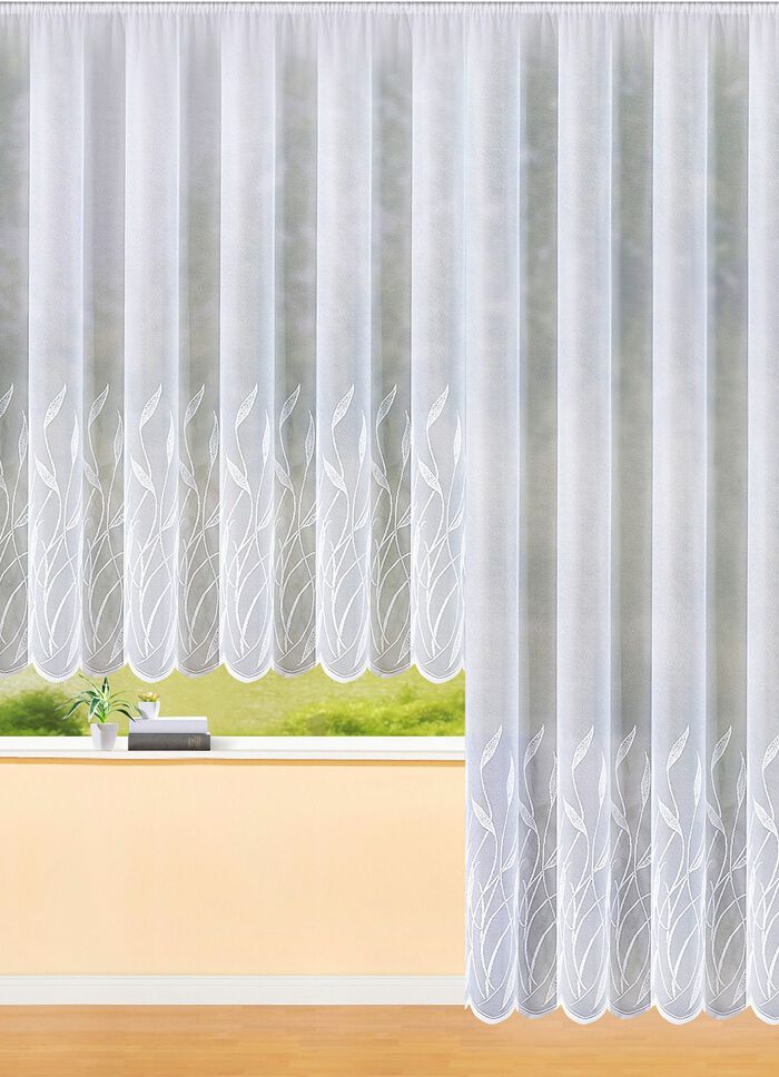 Vorhang Gr&auml;ser mit gebogtem Abschluss und Universalschienenband 