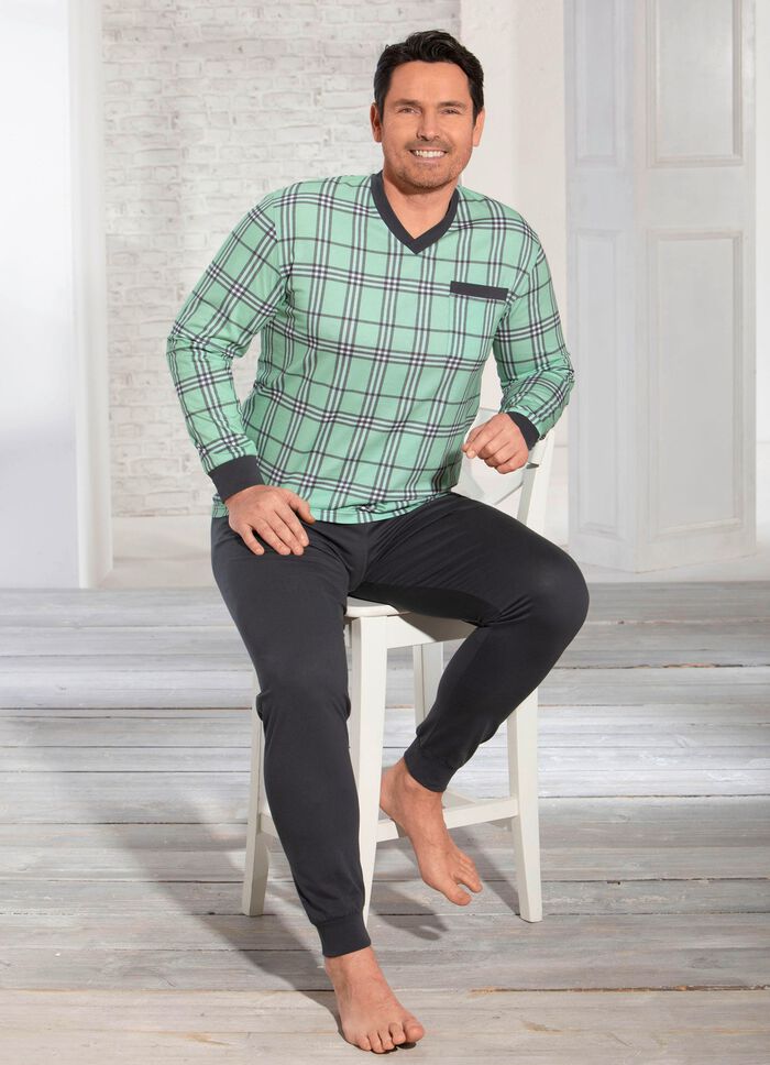 Pyjama mit V-Ausschnitt und Brusttasche 