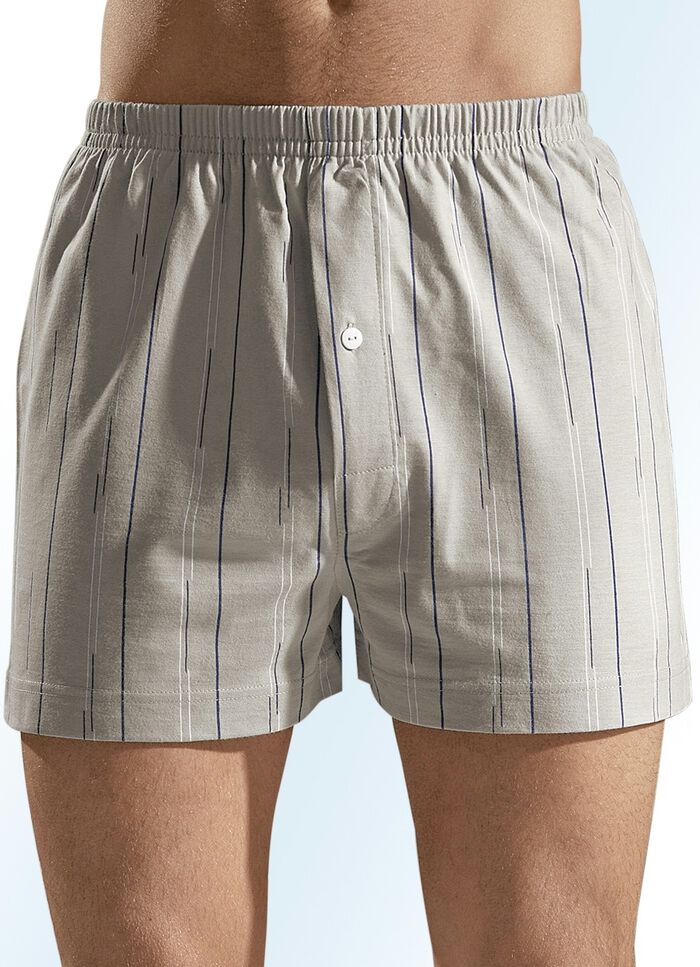 Viererpack Boxershorts, mit Eingriff, uni gestreift 