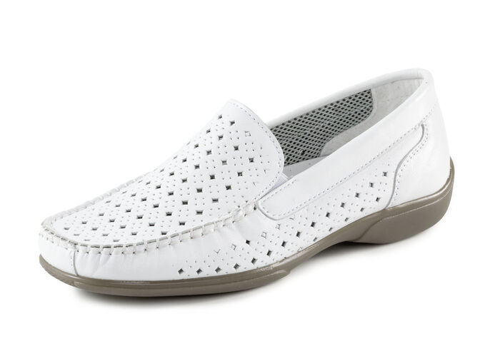 ELENA EDEN, sommerliche Damen-Slipper, Weite H, mit herausnehmbarem Fussbett WEISS