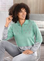 Pullover in Jacquard-Dessin MINT-GRAU MELIERT