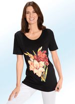 Longshirt mit Kontrast-Druck in 2 Farben SCHWARZ