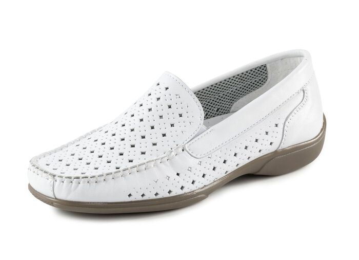 ELENA EDEN, sommerliche Damen-Slipper, Weite H, mit herausnehmbarem Fussbett WEISS