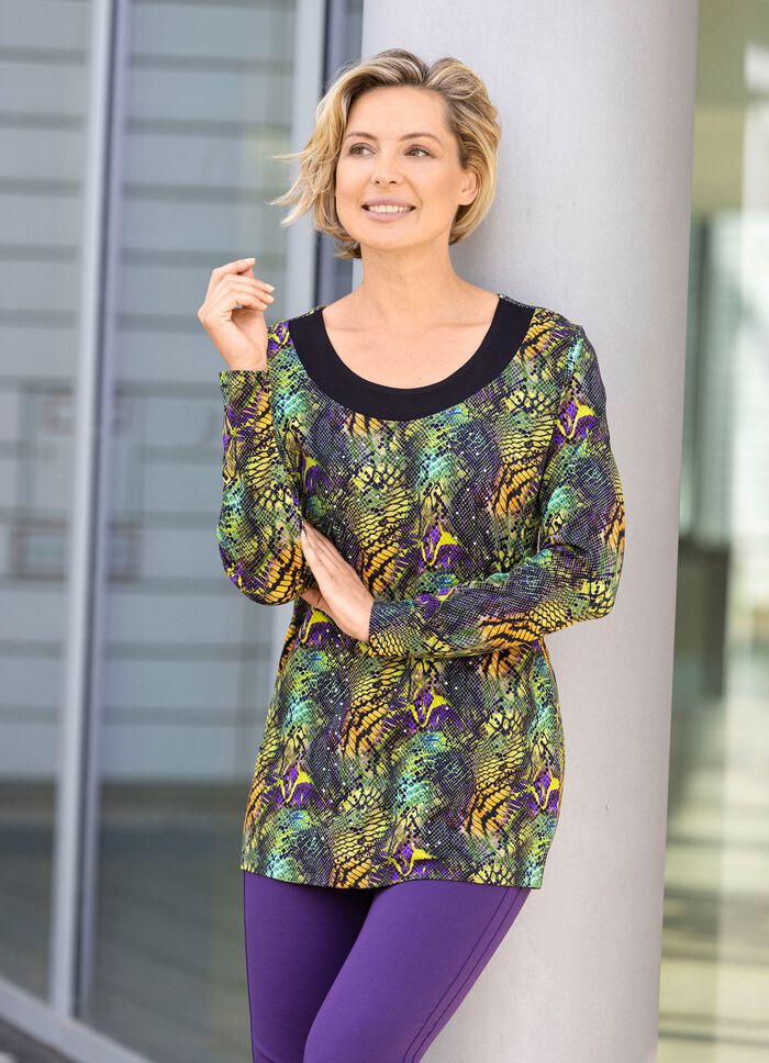 Longshirt mit schwarzer angesetzter Blende 