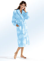 Bademantel in wadenlanger Form TÜRKIS-WEISS