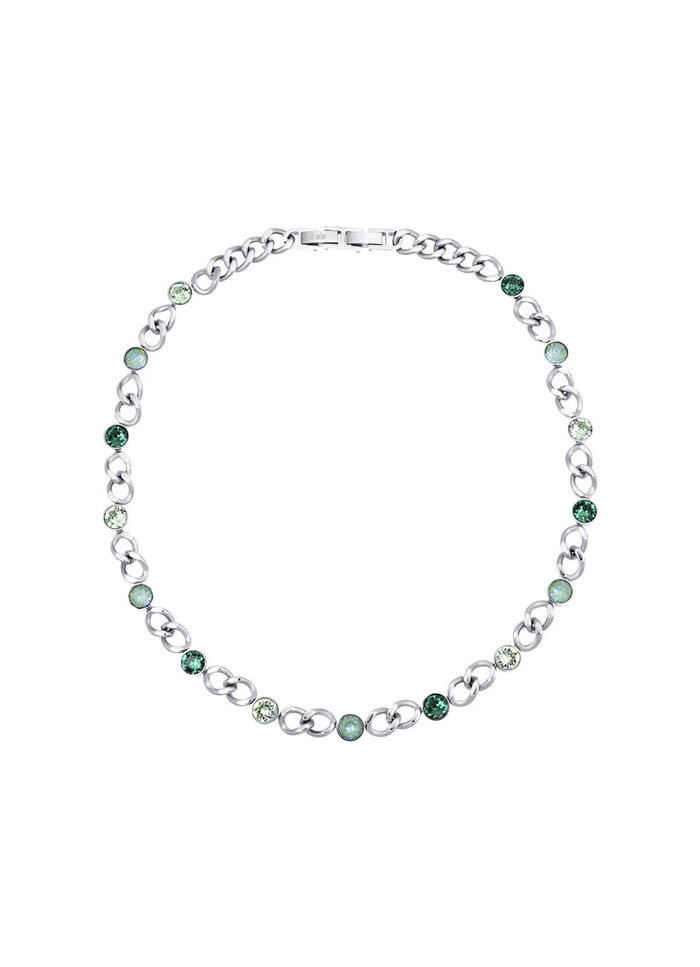 Halskette mit gr&uuml;nen Kristallen 