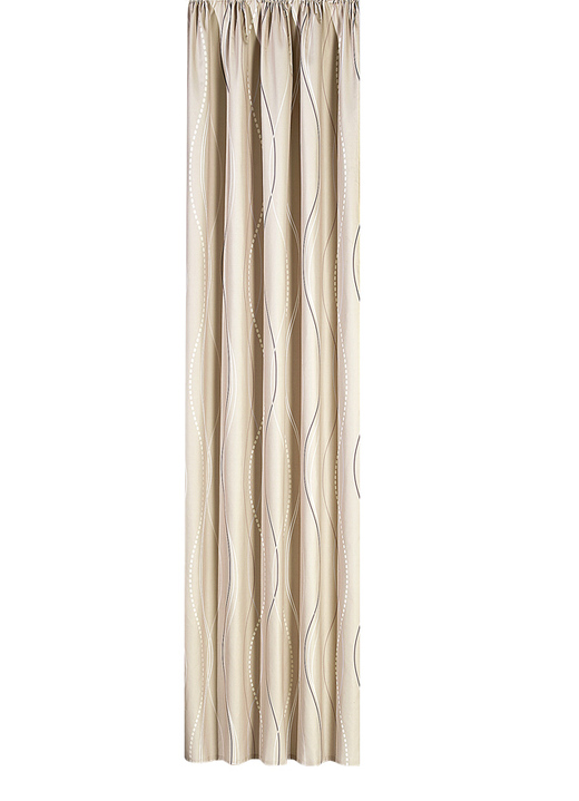 Modern - Übervorhang mit Wellen-Dessin und Universalschienenband, in Größe 364 (Dekoschal, 150x132 cm) bis 456 (Dekoschal, 245x132 cm), in Farbe BEIGE Ansicht 1